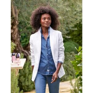Frank & Eileen Dublin Tailored Linen Blend White Blazer Medium